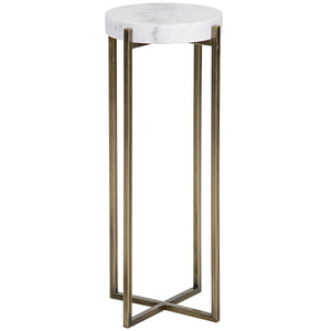 Noir Furniture Soho Side Table, Antique Brass, Metal and Quartz-Noir Furniture-Blue Hand Home