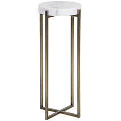 Noir Furniture Soho Side Table, Antique Brass, Metal and Quartz-Noir Furniture-Blue Hand Home