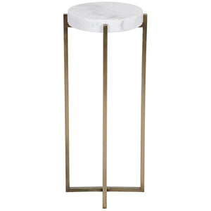 Noir Furniture Soho Side Table, Antique Brass, Metal and Quartz-Noir Furniture-Blue Hand Home