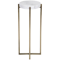 Noir Furniture Soho Side Table, Antique Brass, Metal and Quartz-Noir Furniture-Blue Hand Home