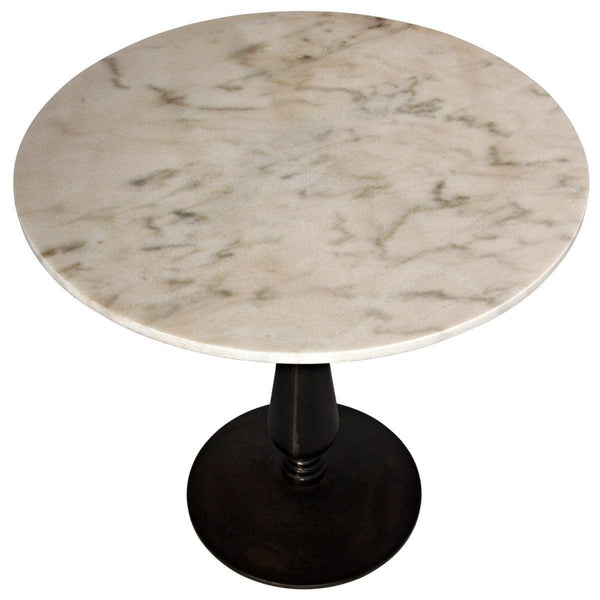 Noir Furniture Cobus Side Table, Black Metal with White Stone-Noir Furniture-Blue Hand Home