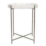 Noir Furniture Chico Side Table, Antique Silver, Metal and Stone-Noir Furniture-Blue Hand Home