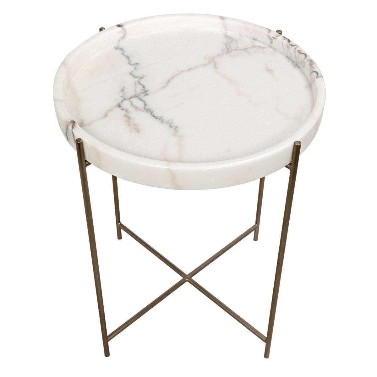 Noir Furniture Chico Side Table, Antique Silver, Metal and Stone-Noir Furniture-Blue Hand Home