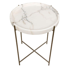 Noir Furniture Chico Side Table, Antique Silver, Metal and Stone-Noir Furniture-Blue Hand Home