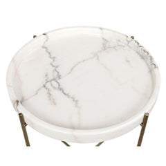 Noir Furniture Chico Side Table, Antique Silver, Metal and Stone-Noir Furniture-Blue Hand Home