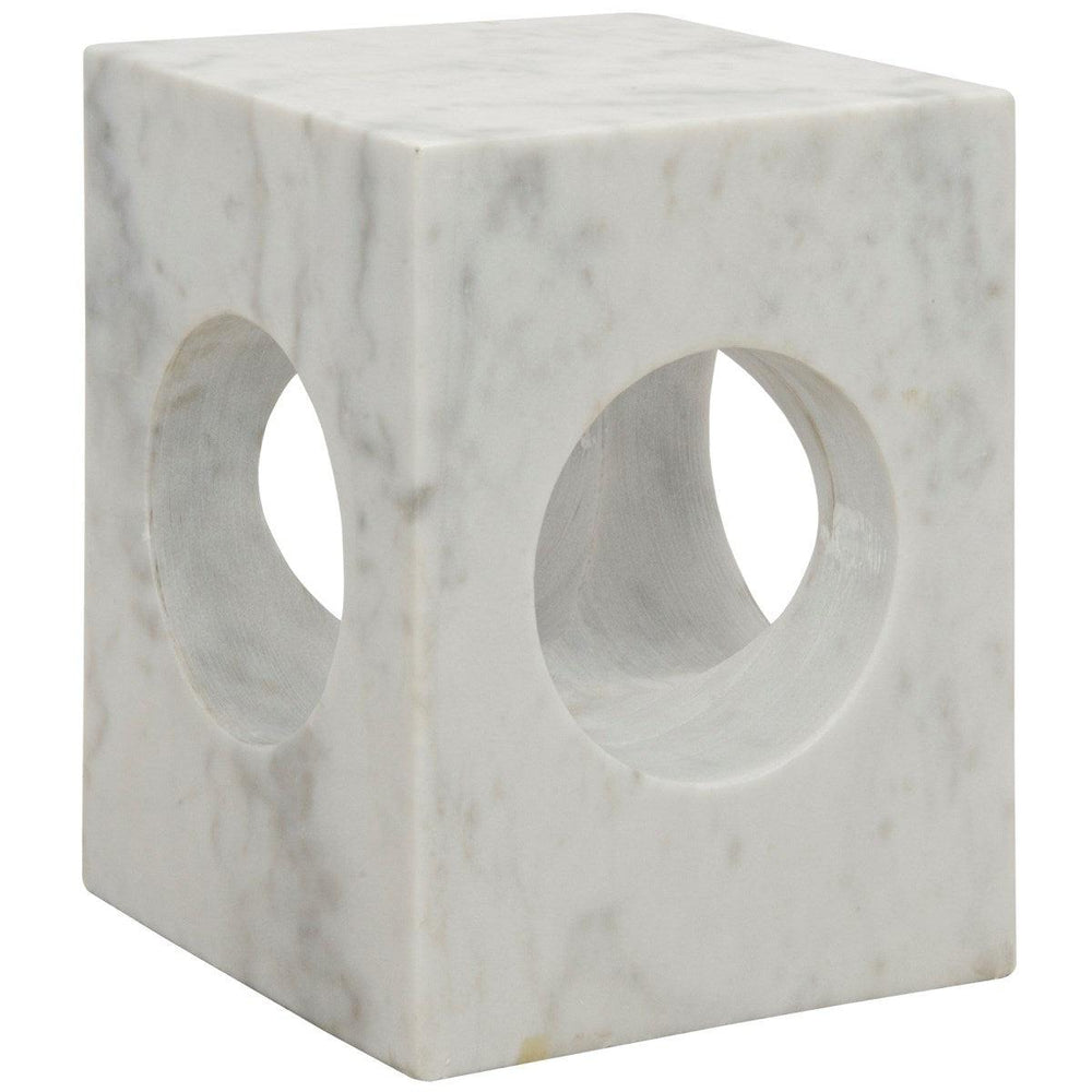 Noir Furniture Merlin Side Table, White Stone-Noir Furniture-Blue Hand Home