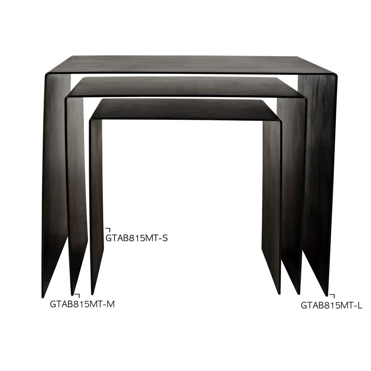 Noir Furniture Yves Side Table, Black Metal, Medium-Noir Furniture-Blue Hand Home