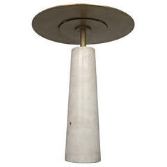 Noir Furniture Hotaru Side Table, White Marble and Antique Brass-Noir Furniture-Blue Hand Home