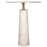 Noir Furniture Hotaru Side Table, White Marble and Antique Brass-Noir Furniture-Blue Hand Home