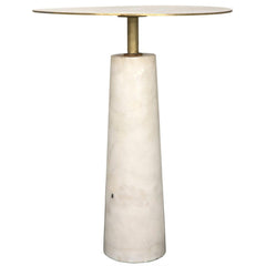 Noir Furniture Hotaru Side Table, White Marble and Antique Brass-Noir Furniture-Blue Hand Home