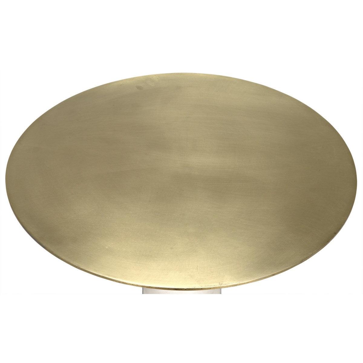 Noir Furniture Hotaru Side Table, White Marble and Antique Brass-Noir Furniture-Blue Hand Home