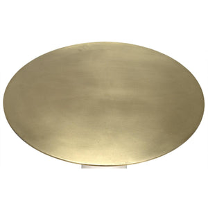 Noir Furniture Hotaru Side Table, White Marble and Antique Brass-Noir Furniture-Blue Hand Home