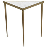 Noir Furniture Comet Triangle Side Table, Large, Stone, Metal with Brass Finish-Noir Furniture-Blue Hand Home