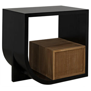 Noir Furniture Burton Side Table, Right, Hand Rubbed Black and Teak-Noir Furniture-Blue Hand Home