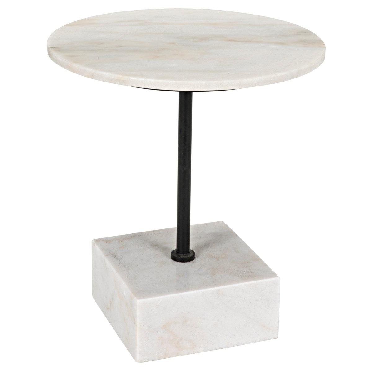 Noir Furniture Rodin Side Table, Black Metal Finish with White Stone-Noir Furniture-Blue Hand Home