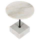 Noir Furniture Rodin Side Table, Black Metal Finish with White Stone-Noir Furniture-Blue Hand Home