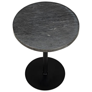 Noir Furniture Ford Stone Top Side Table, Black Metal, Tall-Noir Furniture-Blue Hand Home
