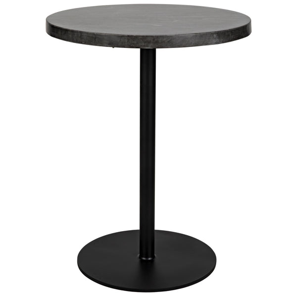 Noir Furniture Ford Stone Top Side Table, Black Metal, Tall-Noir Furniture-Blue Hand Home