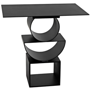 Noir Shape Side Table, Black Steel-Noir Furniture-Blue Hand Home