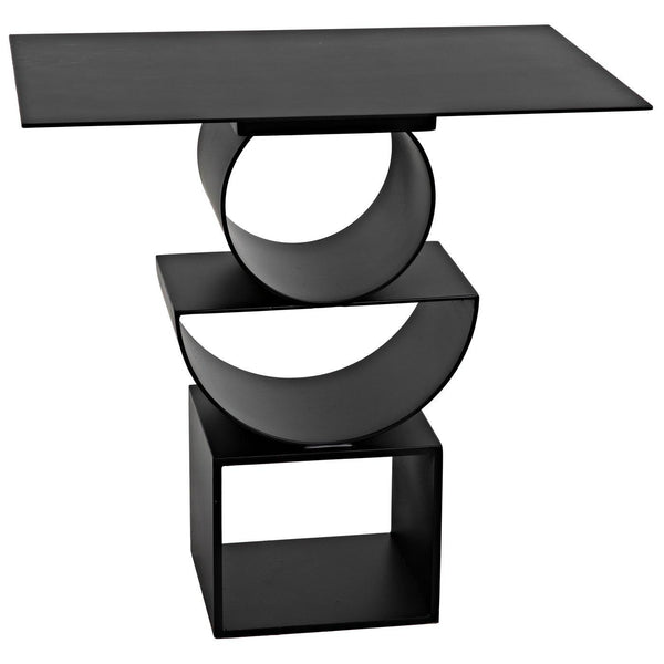 Noir Shape Side Table, Black Steel-Noir Furniture-Blue Hand Home