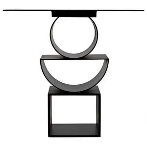 Noir Shape Side Table, Black Steel-Noir Furniture-Blue Hand Home