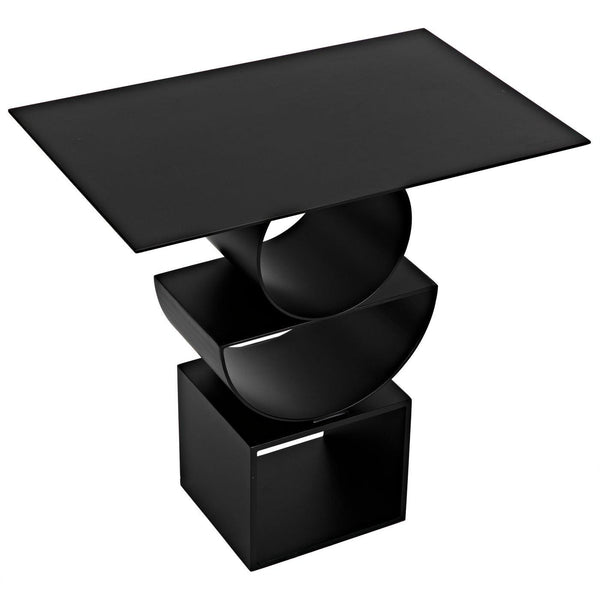 Noir Shape Side Table, Black Steel-Noir Furniture-Blue Hand Home