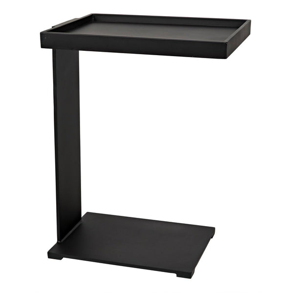 Noir Ledge All Metal Side Table, Black Steel-Noir Furniture-Blue Hand Home