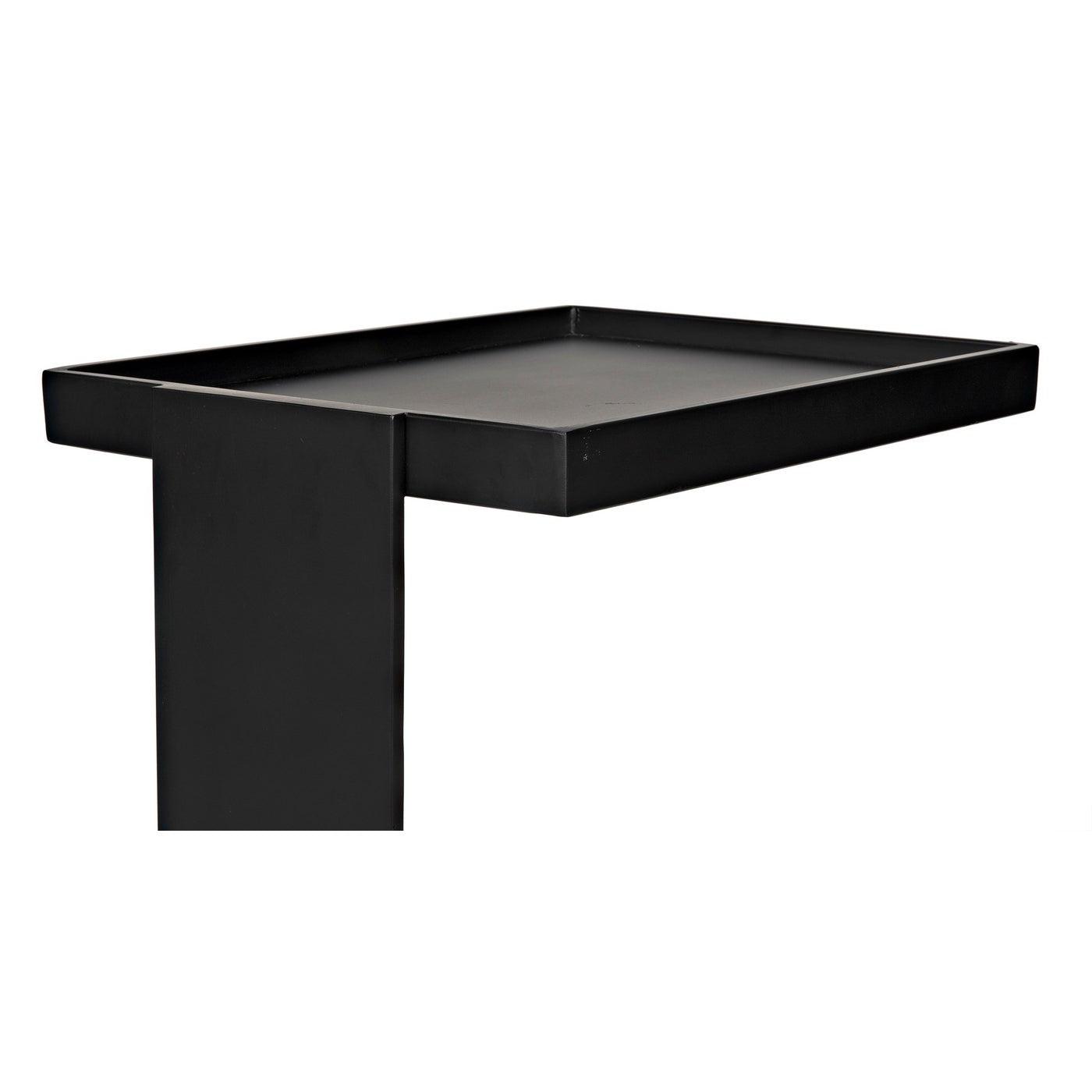 Noir Ledge All Metal Side Table, Black Steel-Noir Furniture-Blue Hand Home