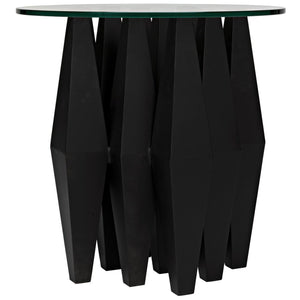 Noir Soldier Side Table, Black Steel with Glass Top-Noir Furniture-Blue Hand Home