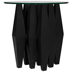 Noir Soldier Side Table, Black Steel with Glass Top-Noir Furniture-Blue Hand Home