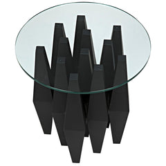 Noir Soldier Side Table, Black Steel with Glass Top-Noir Furniture-Blue Hand Home