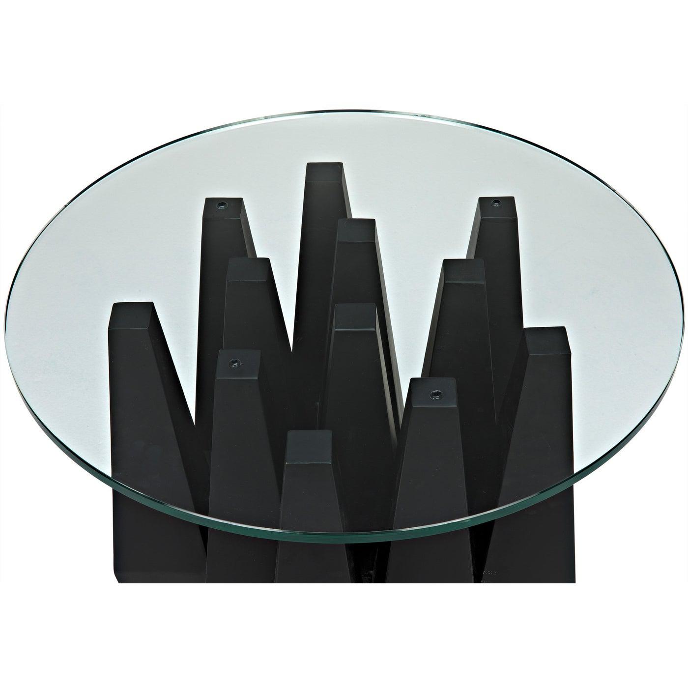 Noir Soldier Side Table, Black Steel with Glass Top-Noir Furniture-Blue Hand Home