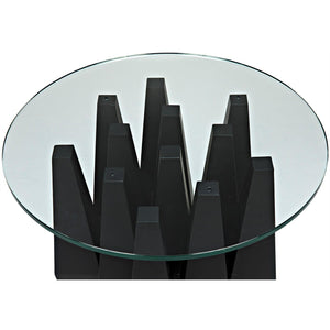 Noir Soldier Side Table, Black Steel with Glass Top-Noir Furniture-Blue Hand Home