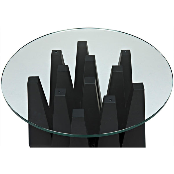 Noir Soldier Side Table, Black Steel with Glass Top-Noir Furniture-Blue Hand Home