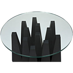 Noir Soldier Side Table, Black Steel with Glass Top-Noir Furniture-Blue Hand Home