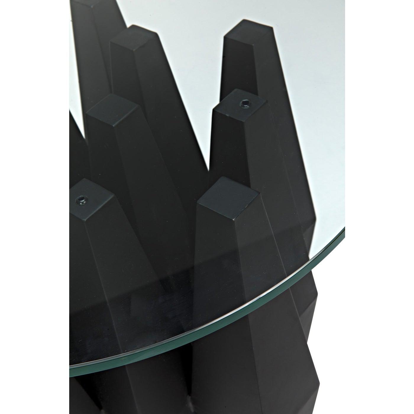 Noir Soldier Side Table, Black Steel with Glass Top-Noir Furniture-Blue Hand Home