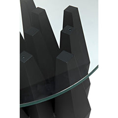 Noir Soldier Side Table, Black Steel with Glass Top-Noir Furniture-Blue Hand Home