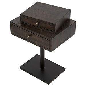 Noir Enola Side Table, Ebony Walnut with Steel Base-Noir Furniture-Blue Hand Home