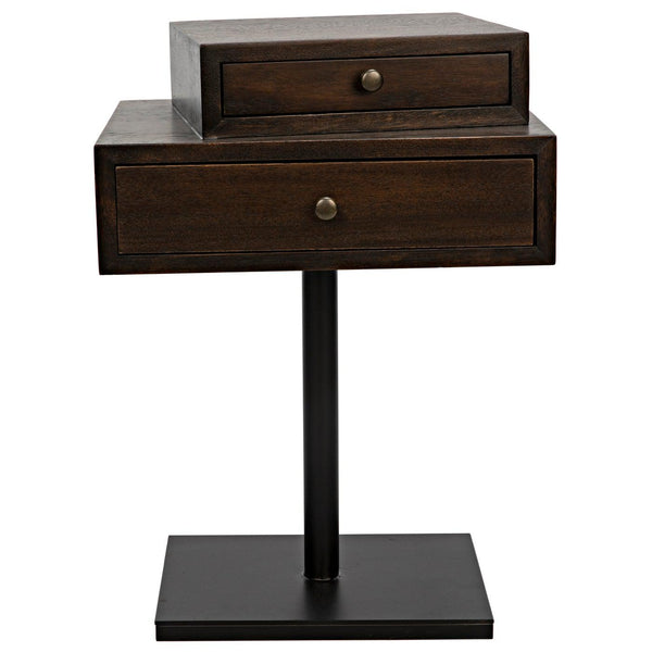 Noir Enola Side Table, Ebony Walnut with Steel Base-Noir Furniture-Blue Hand Home