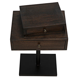 Noir Enola Side Table, Ebony Walnut with Steel Base-Noir Furniture-Blue Hand Home