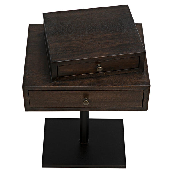 Noir Enola Side Table, Ebony Walnut with Steel Base-Noir Furniture-Blue Hand Home