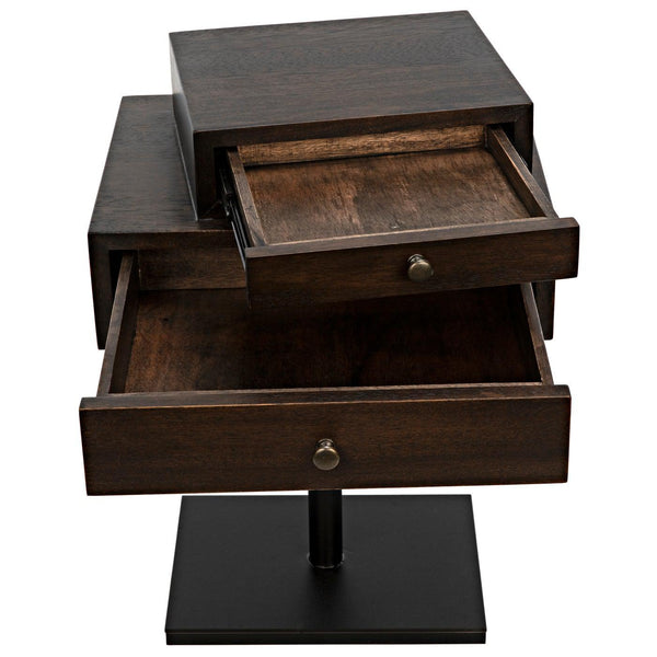 Noir Enola Side Table, Ebony Walnut with Steel Base-Noir Furniture-Blue Hand Home