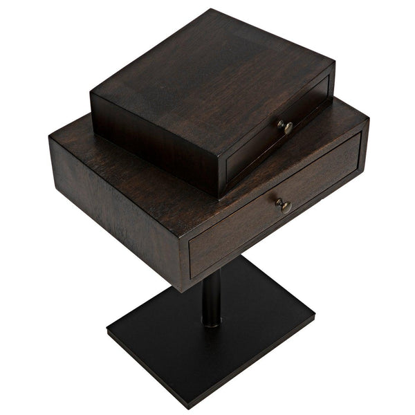 Noir Enola Side Table, Ebony Walnut with Steel Base-Noir Furniture-Blue Hand Home