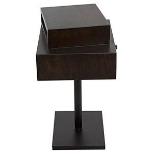 Noir Enola Side Table, Ebony Walnut with Steel Base-Noir Furniture-Blue Hand Home
