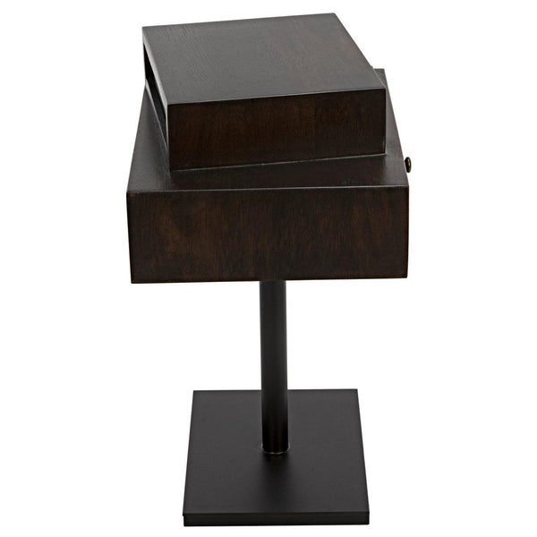 Noir Enola Side Table, Ebony Walnut with Steel Base-Noir Furniture-Blue Hand Home