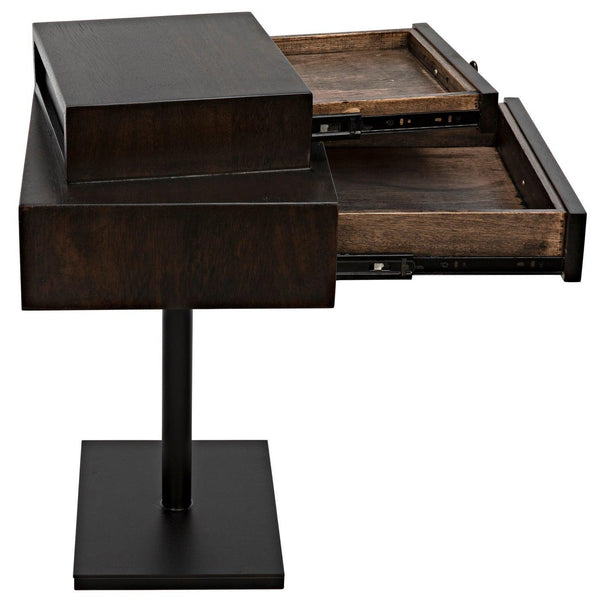 Noir Enola Side Table, Ebony Walnut with Steel Base-Noir Furniture-Blue Hand Home