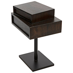 Noir Enola Side Table, Ebony Walnut with Steel Base-Noir Furniture-Blue Hand Home