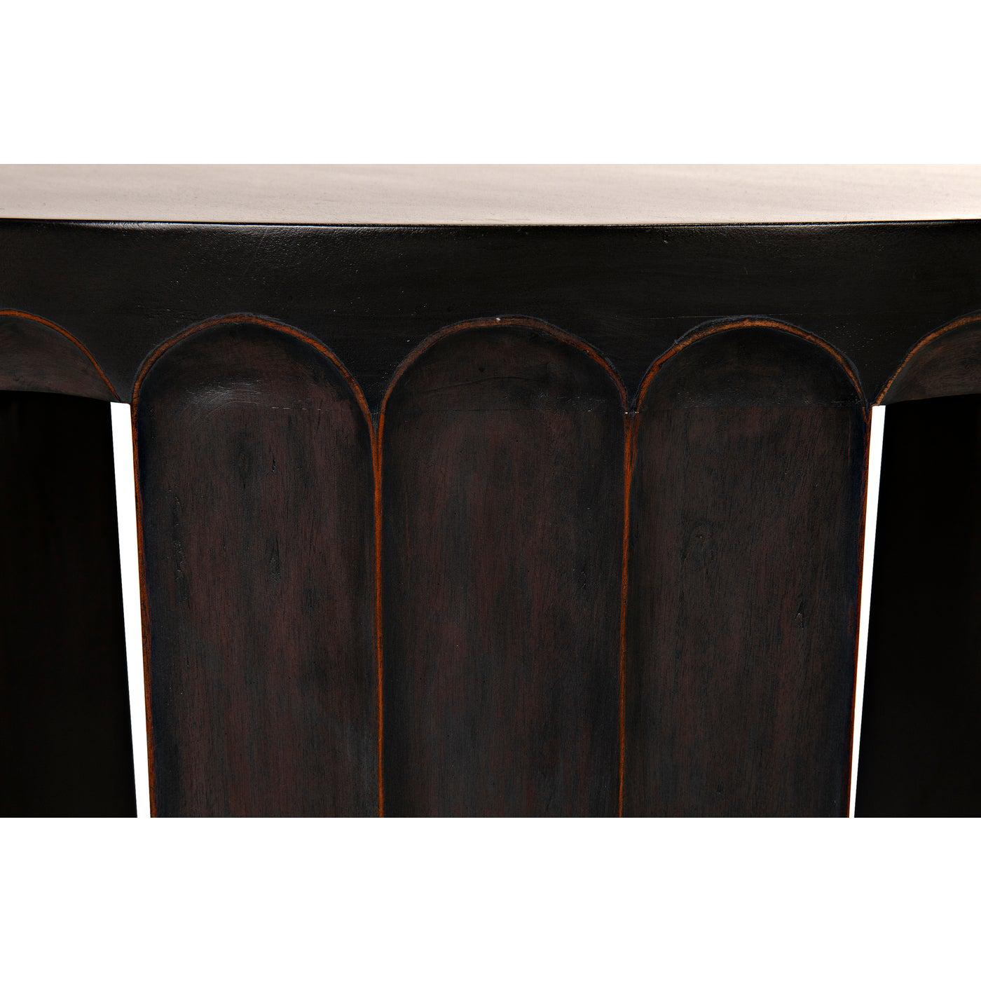Noir Fluted Side Table, Pale with Light Brown Trim-Noir Furniture-Blue Hand Home