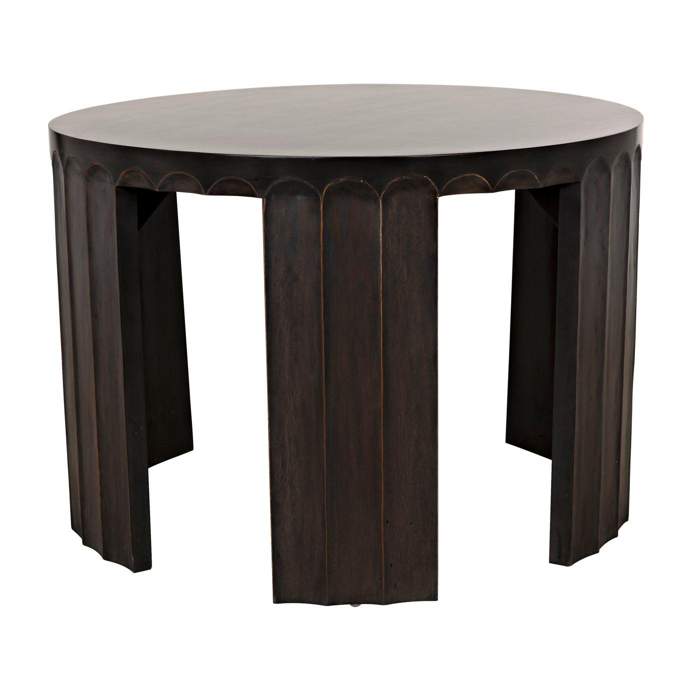 Noir Fluted Side Table, Pale with Light Brown Trim-Noir Furniture-Blue Hand Home