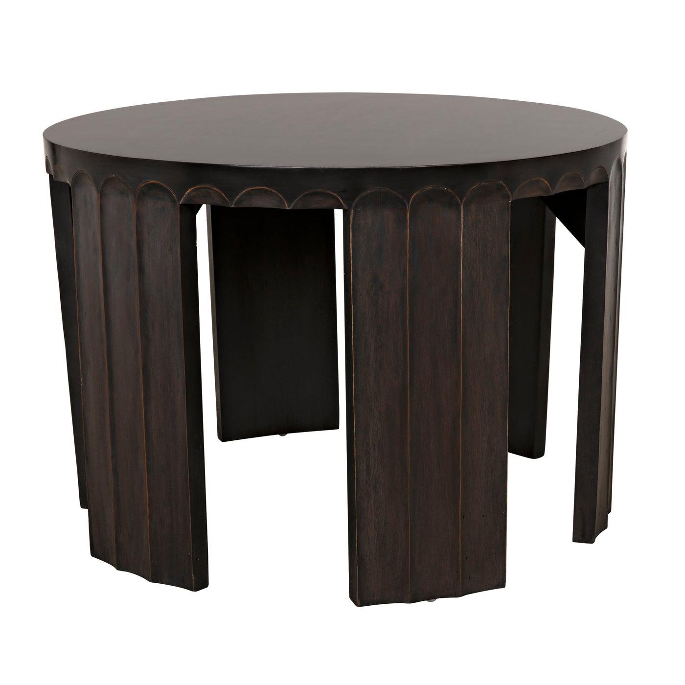 Noir Fluted Side Table, Pale with Light Brown Trim-Noir Furniture-Blue Hand Home